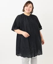 OLEFA04099 eur3(エウルキューブ) 【大きいサイズ】アイレットレースチュニック ブラック(94)