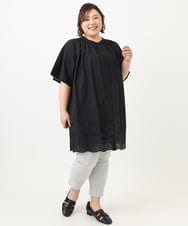 OLEFA04099 eur3(エウルキューブ) 【大きいサイズ】アイレットレースチュニック ブラック(94)