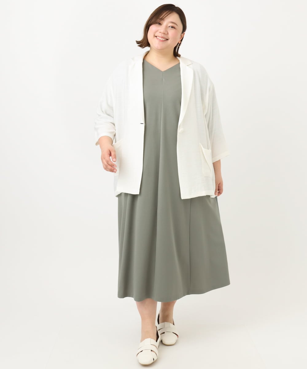 OLEFA19169 eur3(エウルキューブ) 【大きいサイズ】バックプリーツワンピース カーキ(36)