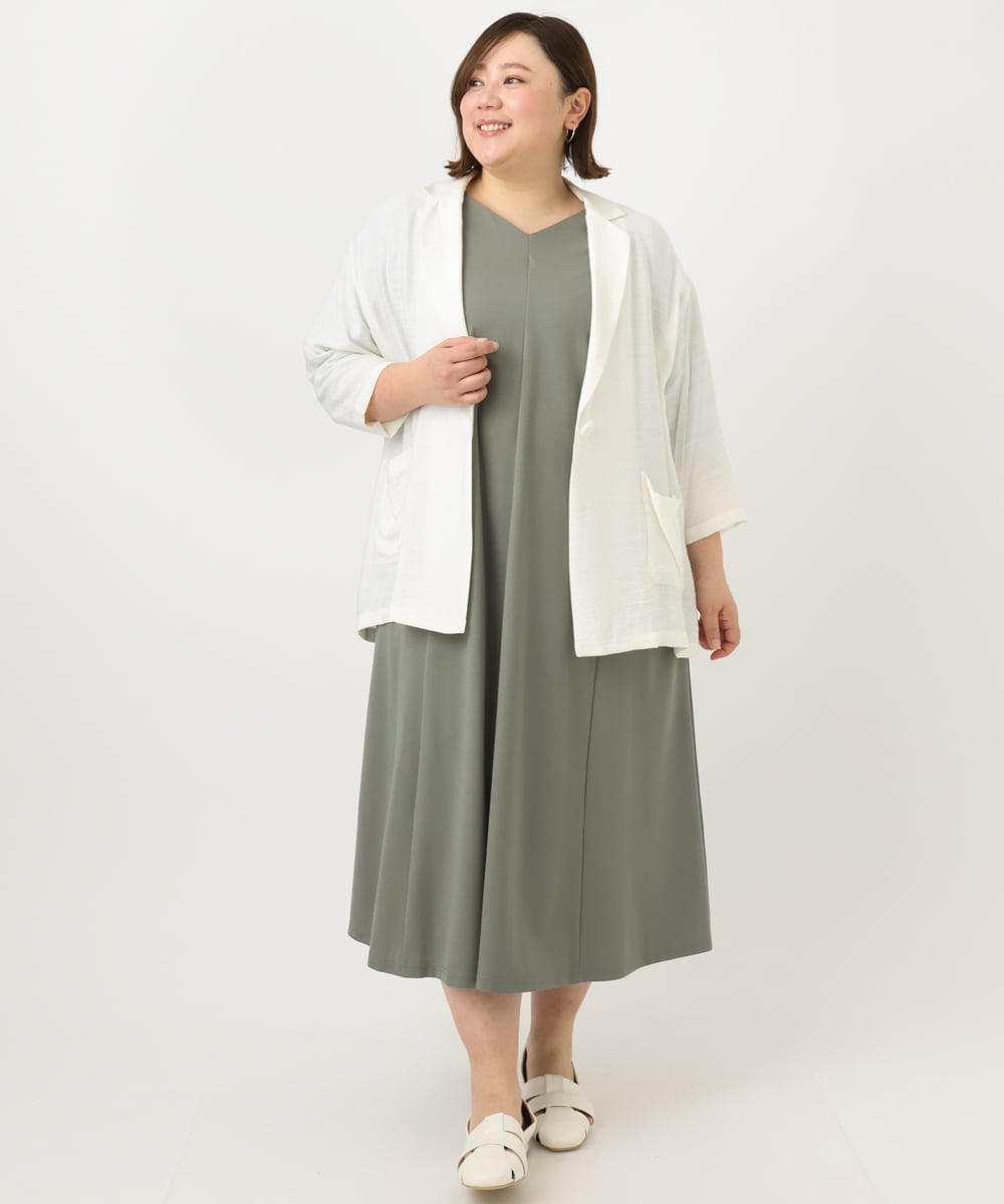 OLEFA19169 eur3(エウルキューブ) 【大きいサイズ】バックプリーツワンピース カーキ(36)