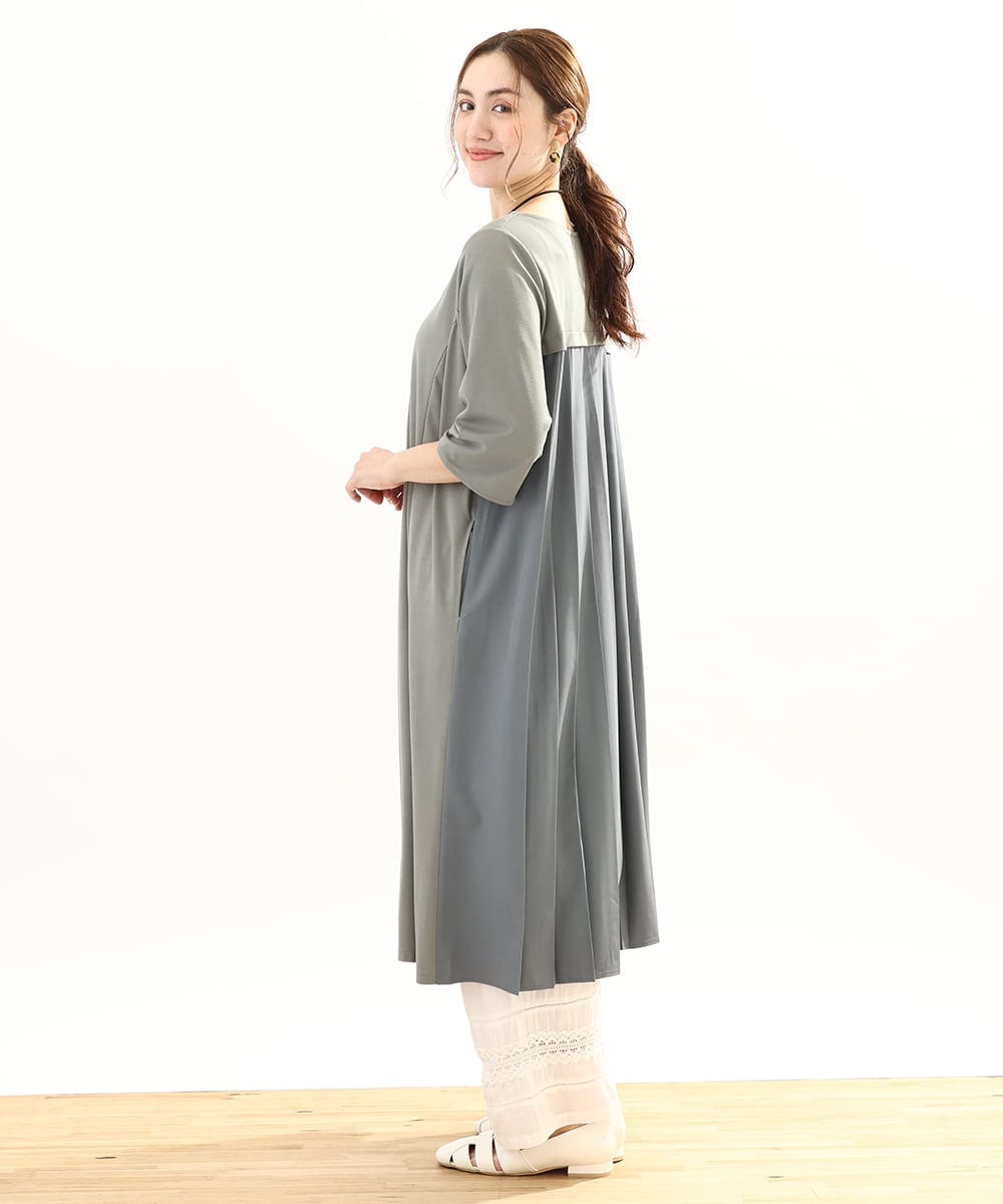 OLEFA19169 eur3(エウルキューブ) 【大きいサイズ】バックプリーツワンピース カーキ(36)