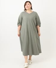 OLEFA19169 eur3(エウルキューブ) 【大きいサイズ】バックプリーツワンピース カーキ(36)