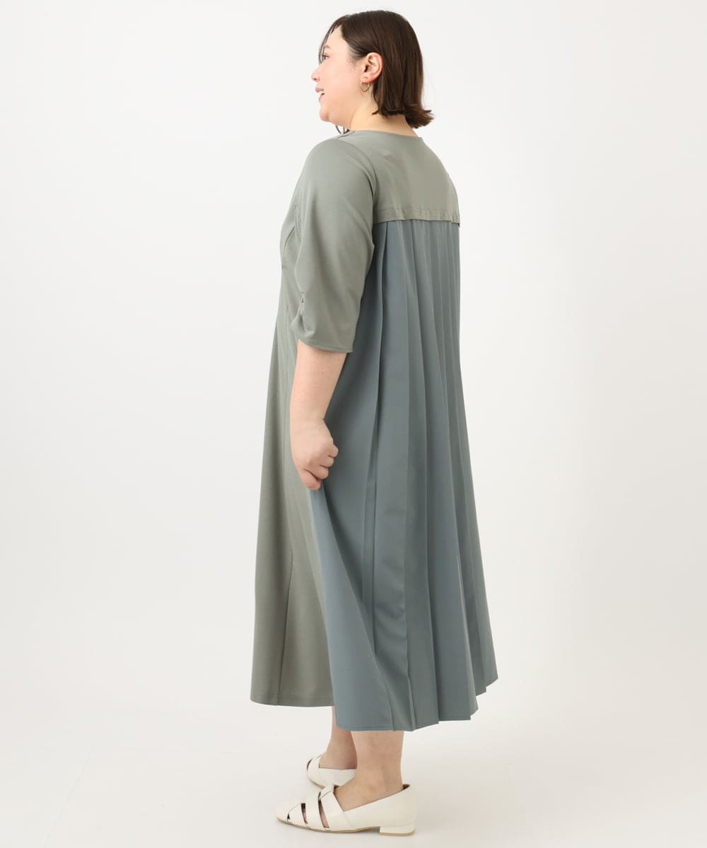 OLEFA19169 eur3(エウルキューブ) 【大きいサイズ】バックプリーツワンピース カーキ(36)