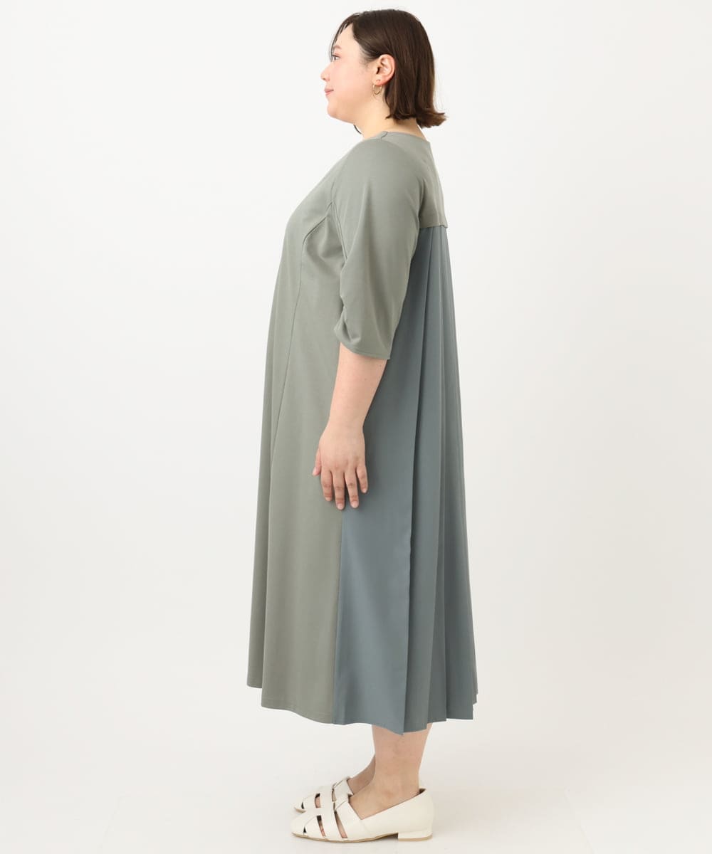 OLEFA19169 eur3(エウルキューブ) 【大きいサイズ】バックプリーツワンピース カーキ(36)