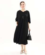 OLEFA19169 eur3(エウルキューブ) 【大きいサイズ】バックプリーツワンピース ブラック(94)