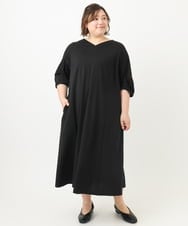 OLEFA19169 eur3(エウルキューブ) 【大きいサイズ】バックプリーツワンピース ブラック(94)