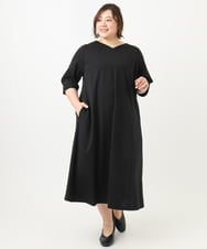 OLEFA19169 eur3(エウルキューブ) 【大きいサイズ】バックプリーツワンピース ブラック(94)