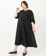 OLEFA19169 eur3(エウルキューブ) 【大きいサイズ】バックプリーツワンピース ブラック(94)
