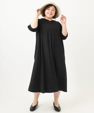 OLEFA19169 eur3(エウルキューブ) 【大きいサイズ】バックプリーツワンピース ブラック(94)