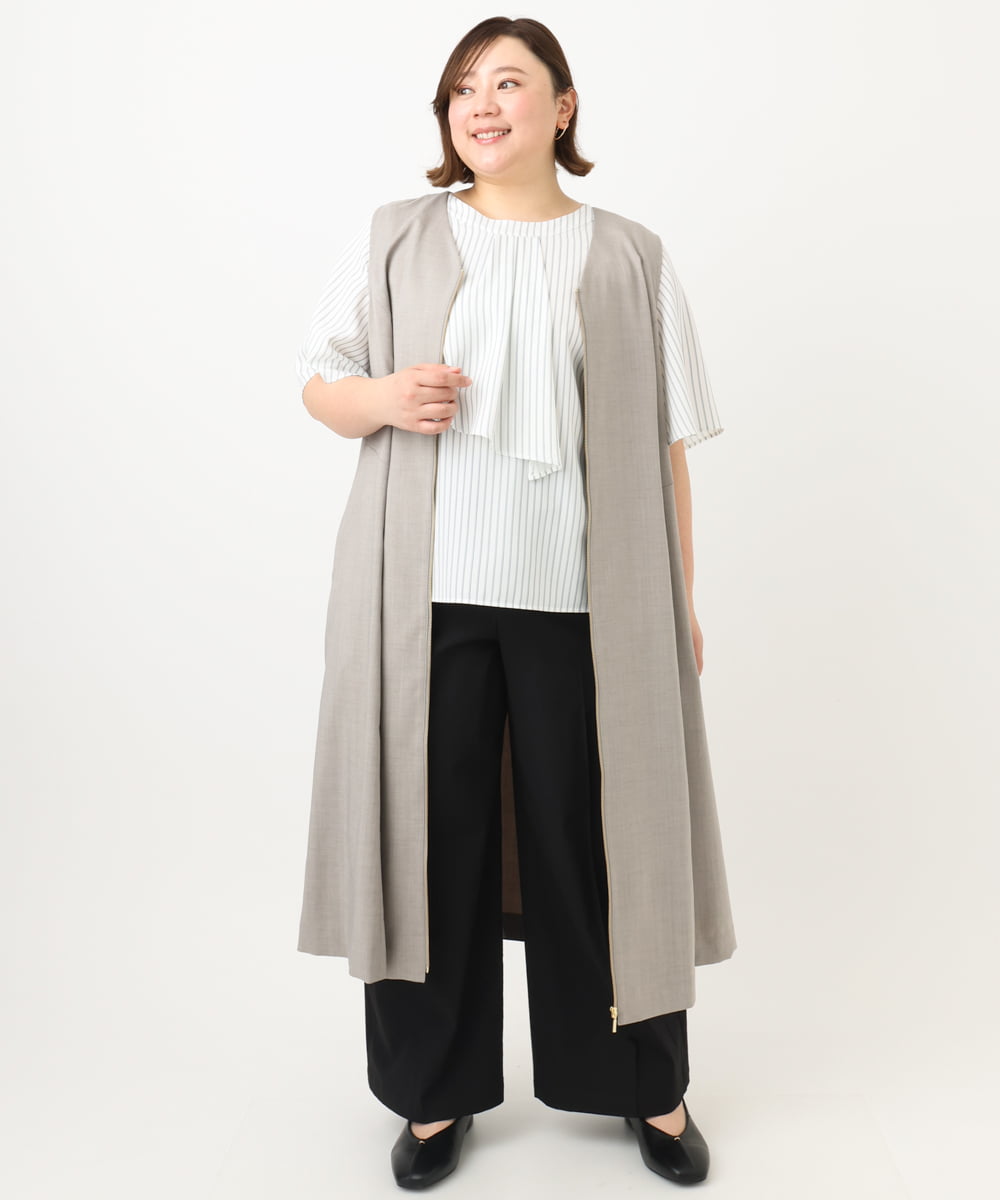 OLEFA20129 eur3(エウルキューブ) 【大きいサイズ/2WAY】Vネックワンピース グレー(92)