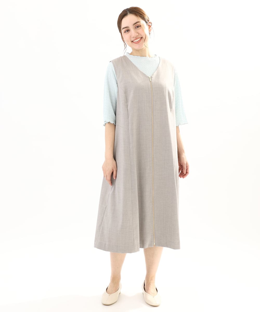 OLEFA20129 eur3(エウルキューブ) 【大きいサイズ/2WAY】Vネックワンピース グレー(92)