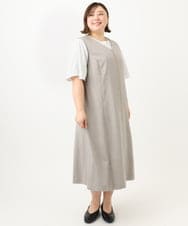 OLEFA20129 eur3(エウルキューブ) 【大きいサイズ/2WAY】Vネックワンピース グレー(92)