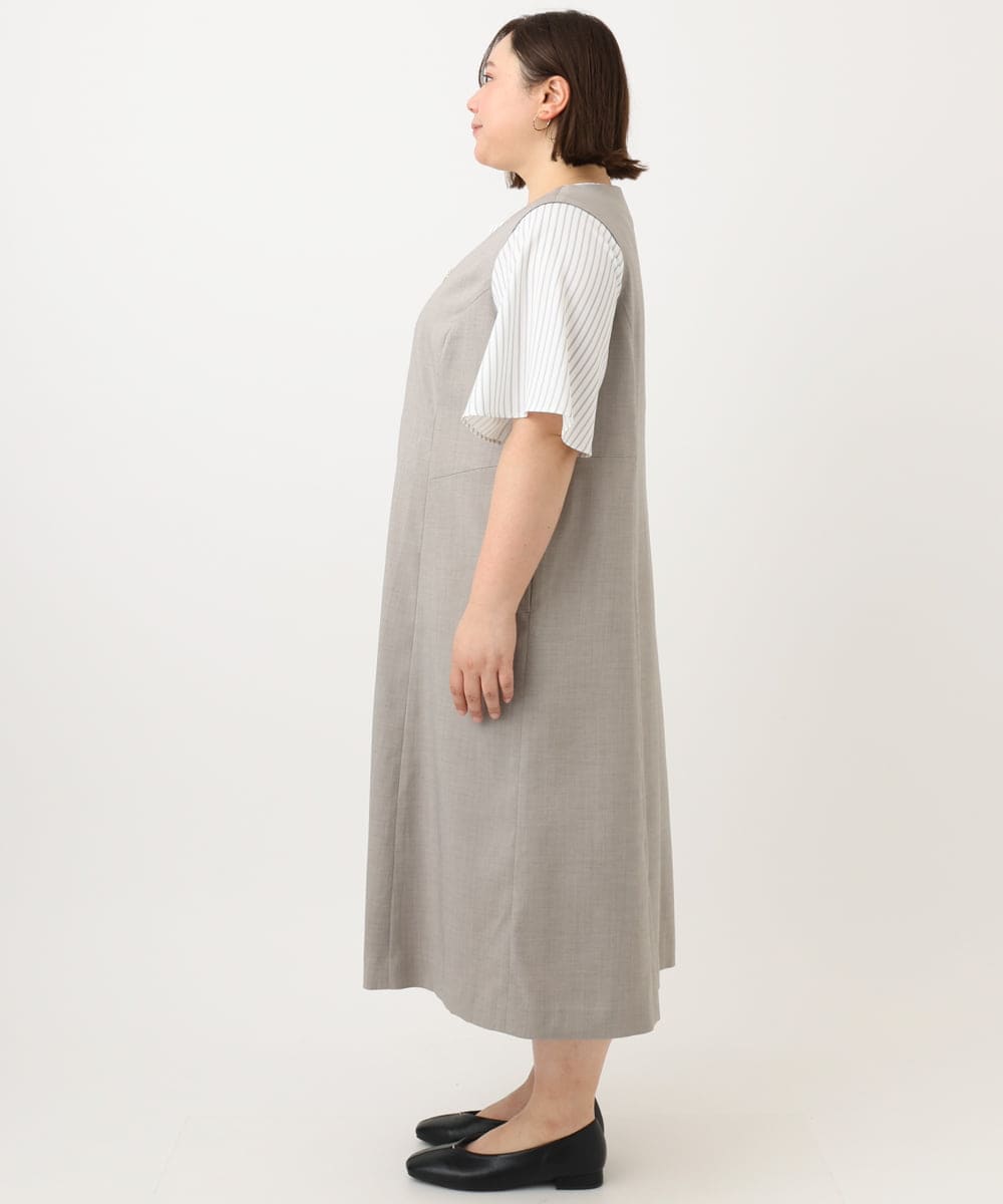 OLEFA20129 eur3(エウルキューブ) 【大きいサイズ/2WAY】Vネックワンピース グレー(92)