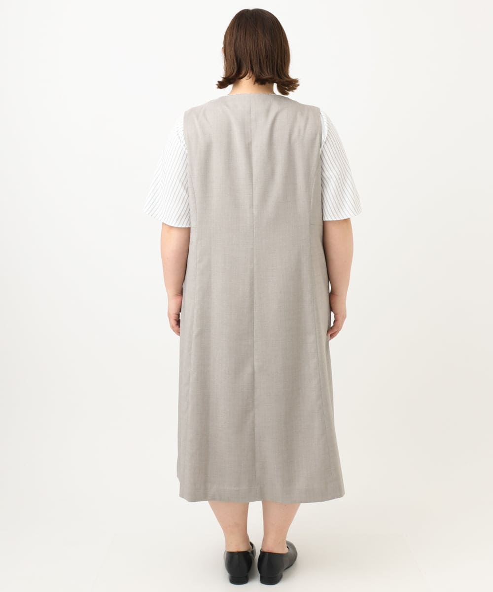 OLEFA20129 eur3(エウルキューブ) 【大きいサイズ/2WAY】Vネックワンピース グレー(92)