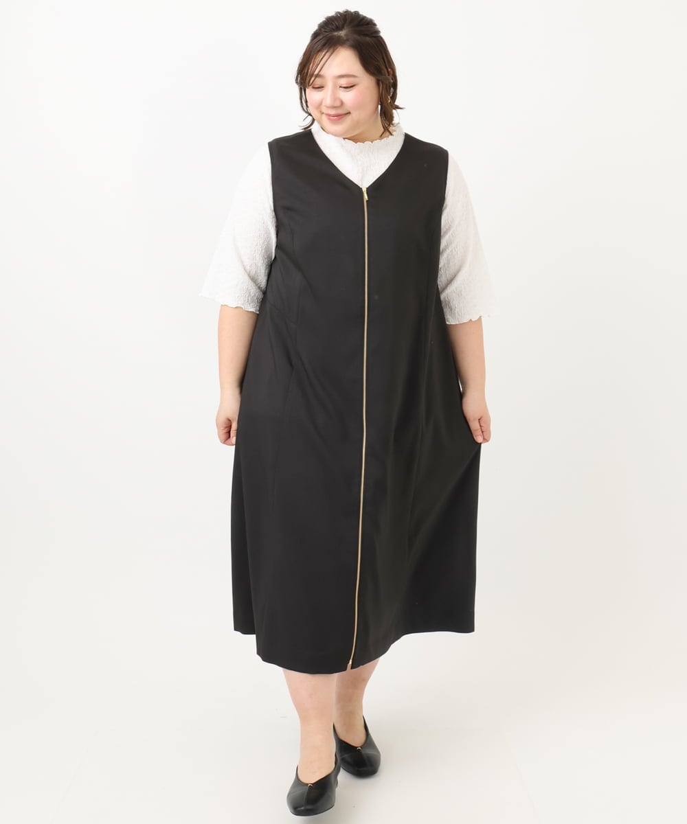 OLEFA20129 eur3(エウルキューブ) 【大きいサイズ/2WAY】Vネックワンピース ブラック(94)