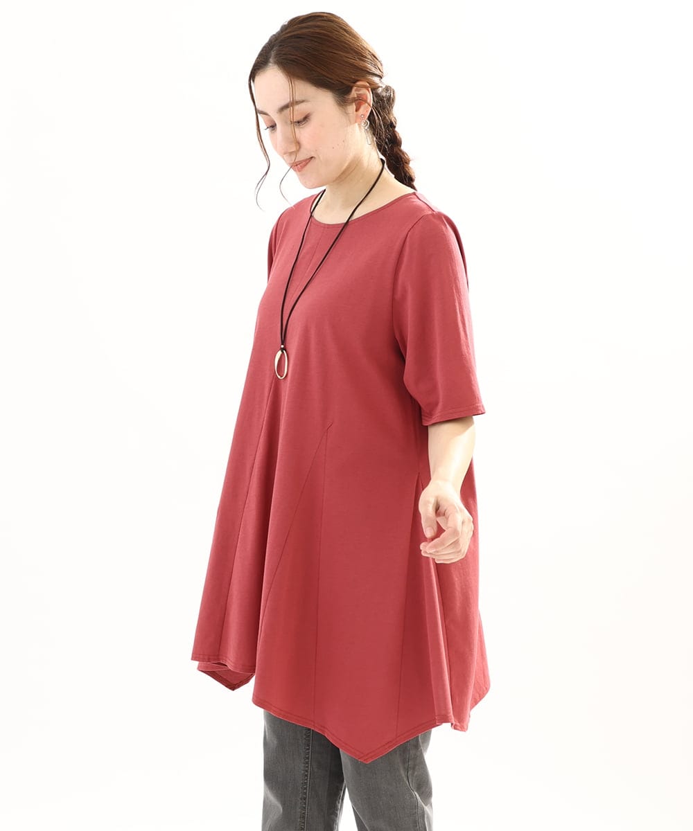 OLEFA21089 eur3(エウルキューブ) 【大きいサイズ】フレアジャージーチュニック ピンク(03)