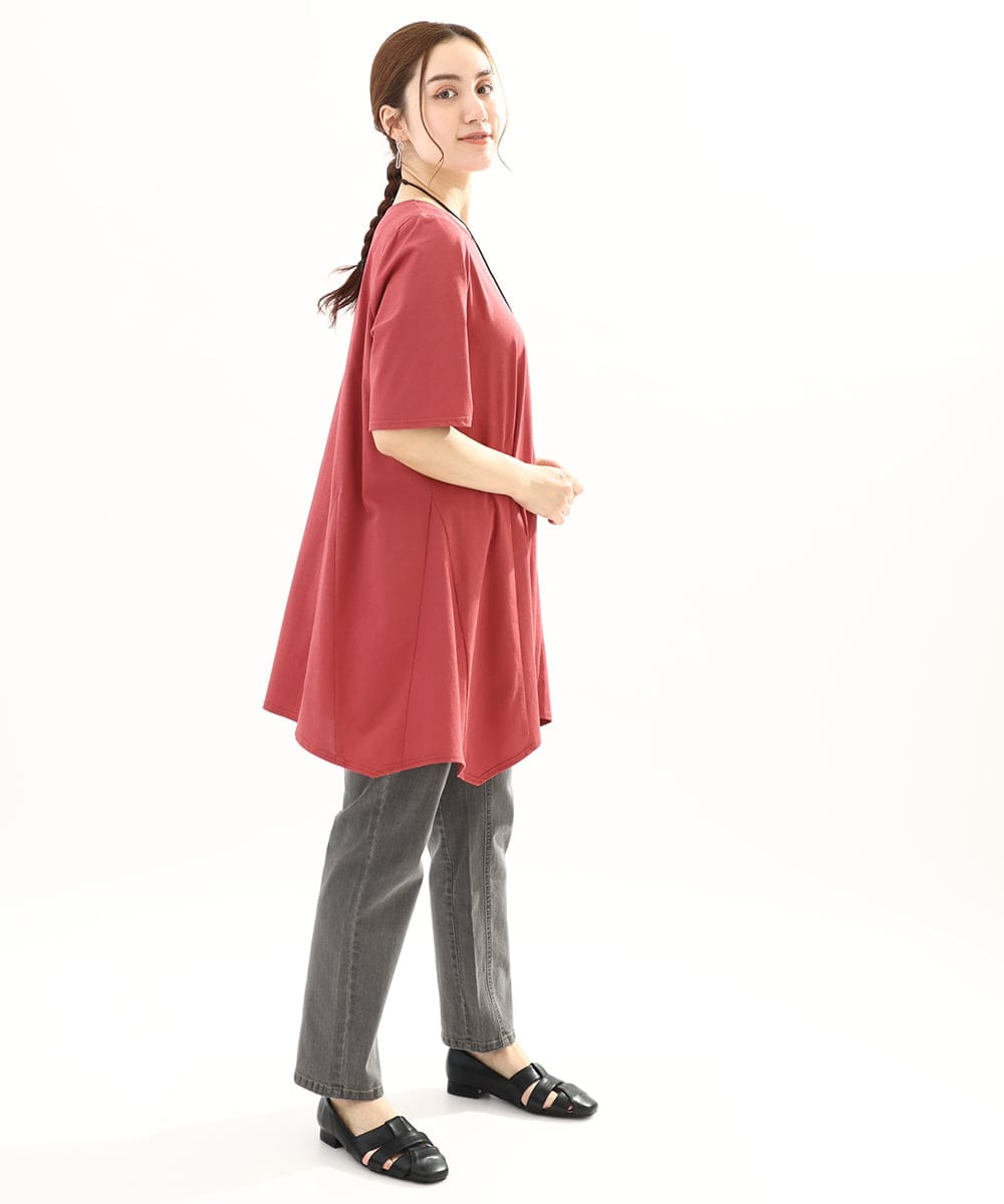 OLEFA21089 eur3(エウルキューブ) 【大きいサイズ】フレアジャージーチュニック ピンク(03)