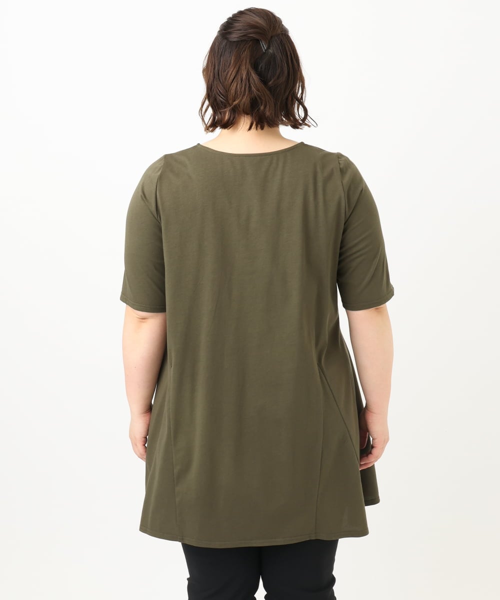 OLEFA21089 eur3(エウルキューブ) 【大きいサイズ】フレアジャージーチュニック カーキ(36)