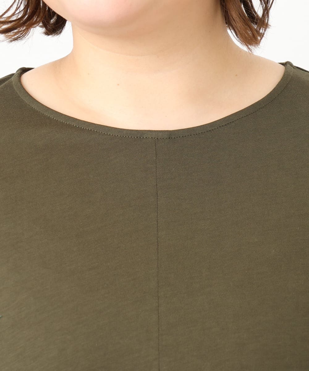 OLEFA21089 eur3(エウルキューブ) 【大きいサイズ】フレアジャージーチュニック カーキ(36)