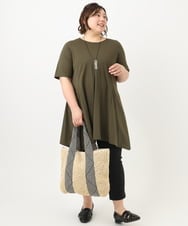 OLEFA21089 eur3(エウルキューブ) 【大きいサイズ】フレアジャージーチュニック カーキ(36)