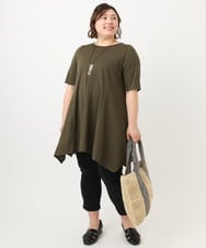 OLEFA21089 eur3(エウルキューブ) 【大きいサイズ】フレアジャージーチュニック カーキ(36)