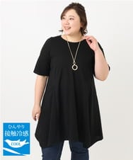 OLEFA21089 eur3(エウルキューブ) 【大きいサイズ】フレアジャージーチュニック ブラック(94)