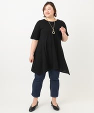 OLEFA21089 eur3(エウルキューブ) 【大きいサイズ】フレアジャージーチュニック ブラック(94)