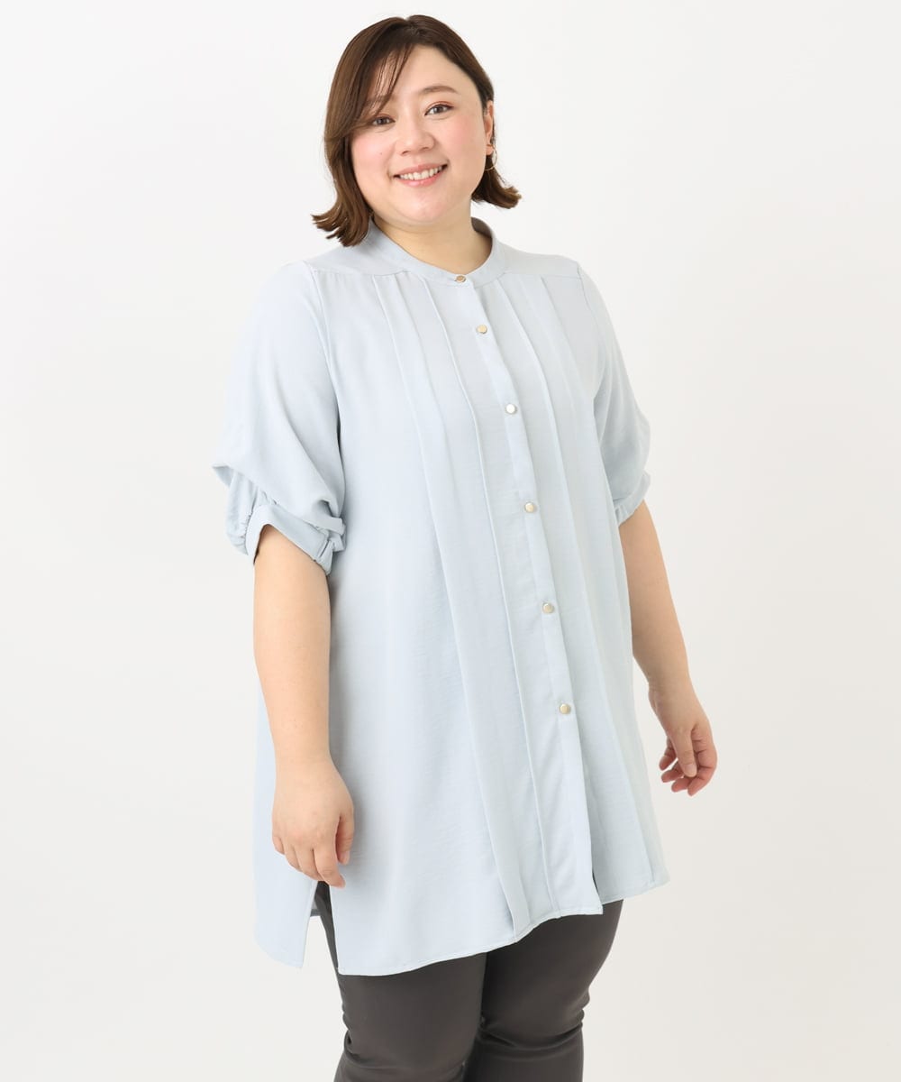OLEFA35089 eur3(エウルキューブ) 【大きいサイズ】ポーラ2WAYブラウス ライトブルー(50)