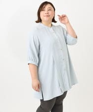 OLEFA35089 eur3(エウルキューブ) 【大きいサイズ】ポーラ2WAYブラウス ライトブルー(50)