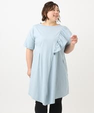 OLEFA36089 eur3(エウルキューブ) 【大きいサイズ】アシメラッフルチュニック ライトブルー(50)
