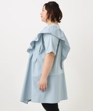 OLEFA36089 eur3(エウルキューブ) 【大きいサイズ】アシメラッフルチュニック ライトブルー(50)