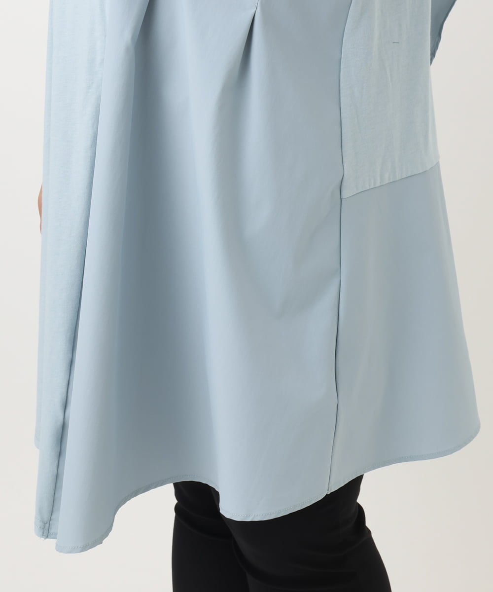 OLEFA36089 eur3(エウルキューブ) 【大きいサイズ】アシメラッフルチュニック ライトブルー(50)