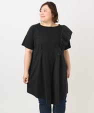OLEFA36089 eur3(エウルキューブ) 【大きいサイズ】アシメラッフルチュニック ブラック(94)