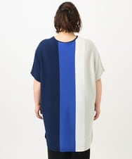 OLEFA37119 eur3(エウルキューブ) 【大きいサイズ】ストライプチュニック ブルー(55)