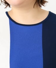 OLEFA37119 eur3(エウルキューブ) 【大きいサイズ】ストライプチュニック ブルー(55)