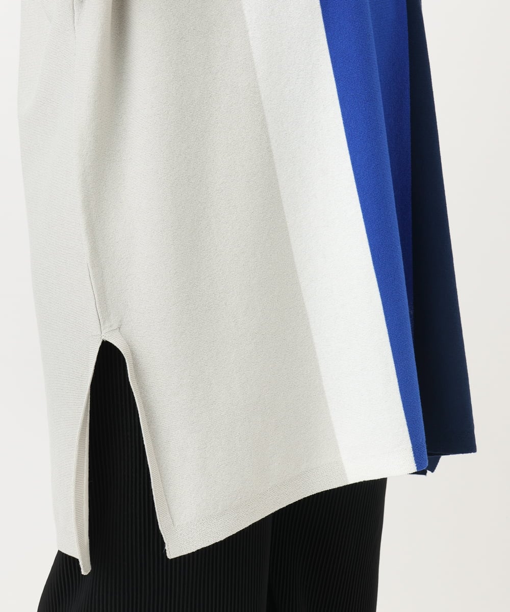 OLEFA37119 eur3(エウルキューブ) 【大きいサイズ】ストライプチュニック ブルー(55)