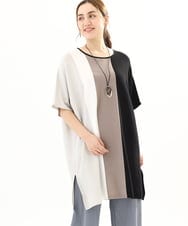 OLEFA37119 eur3(エウルキューブ) 【大きいサイズ】ストライプチュニック ブラック(94)