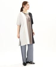 OLEFA37119 eur3(エウルキューブ) 【大きいサイズ】ストライプチュニック ブラック(94)