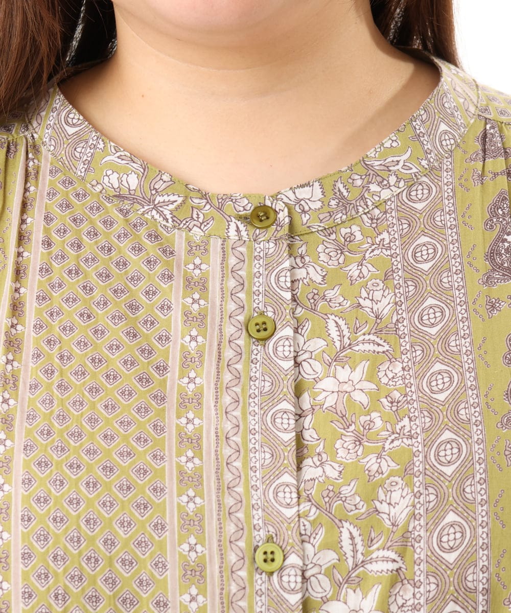 OLEFD01109 eur3(エウルキューブ) 【大きいサイズ】コットンノースリーブワンピース ライトイエロー