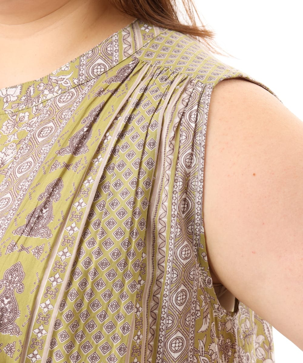 OLEFD01109 eur3(エウルキューブ) 【大きいサイズ】コットンノースリーブワンピース ライトイエロー