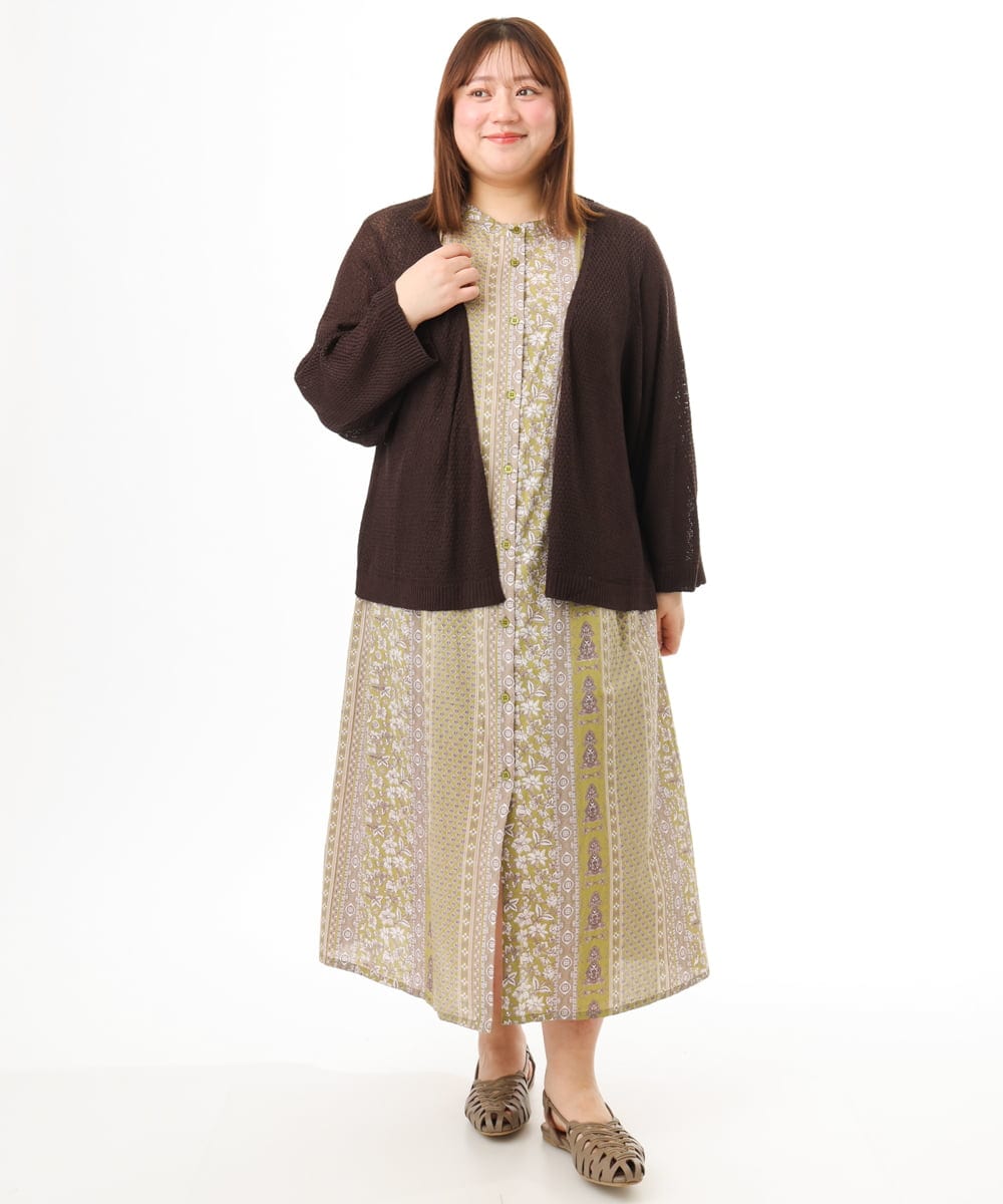 OLEFD01109 eur3(エウルキューブ) 【大きいサイズ】コットンノースリーブワンピース ライトイエロー