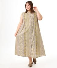 OLEFD01109 eur3(エウルキューブ) 【大きいサイズ】コットンノースリーブワンピース ライトイエロー