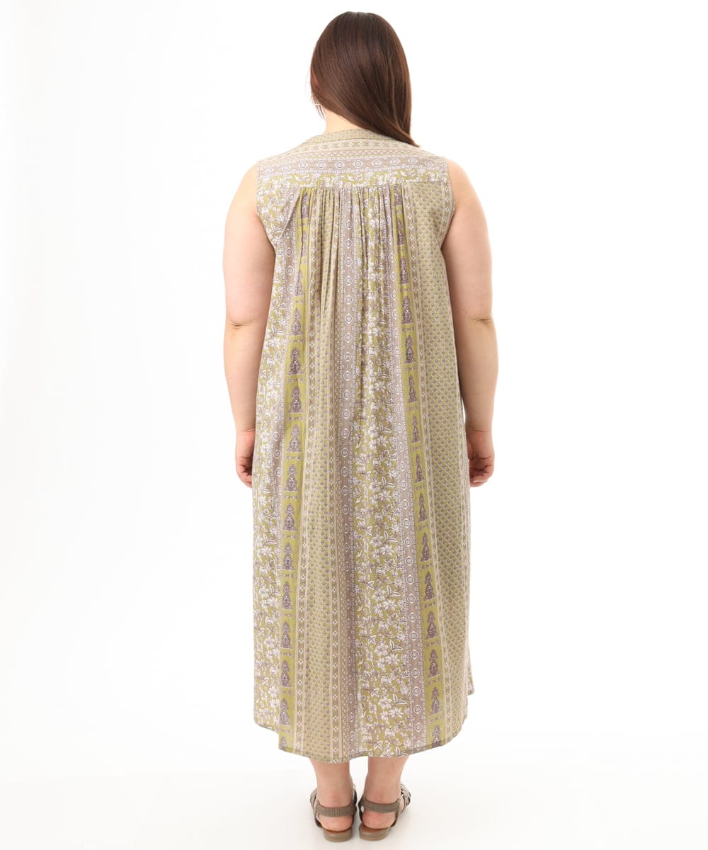 OLEFD01109 eur3(エウルキューブ) 【大きいサイズ】コットンノースリーブワンピース ライトイエロー