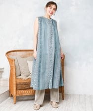 OLEFD01109 eur3(エウルキューブ) 【大きいサイズ】コットンノースリーブワンピース ライトブルー