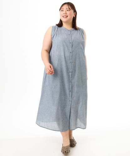 OLEFD01109 eur3 【大きいサイズ】コットンノースリーブワンピース
