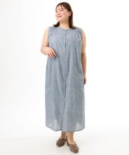 OLEFD01109 eur3(エウルキューブ) 【大きいサイズ】コットンノースリーブワンピース ネイビー