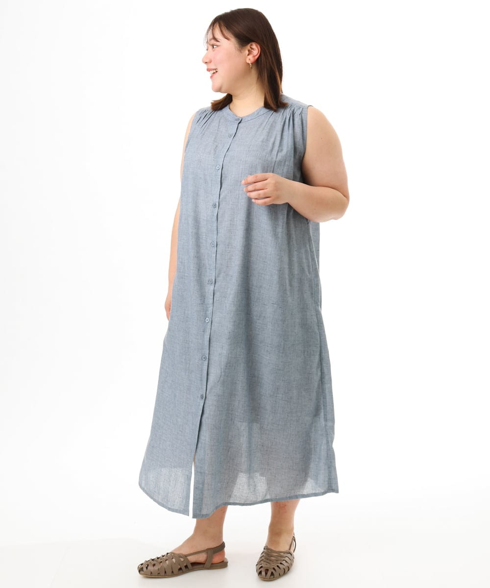OLEFD01109 eur3(エウルキューブ) 【大きいサイズ】コットンノースリーブワンピース ネイビー
