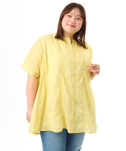 OLEFD02099 eur3 【WEB先行販売】【大きいサイズ】ハシゴレースチュニック