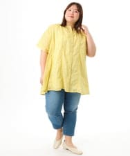 OLEFD02099 eur3(エウルキューブ) 【WEB先行販売】【大きいサイズ】ハシゴレースチュニック イエロー