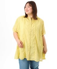 OLEFD02099 eur3(エウルキューブ) 【WEB先行販売】【大きいサイズ】ハシゴレースチュニック イエロー